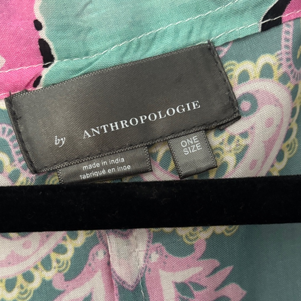 Anthropologie Mint and Pink Paisley Kimono - Picture 2 of 5
